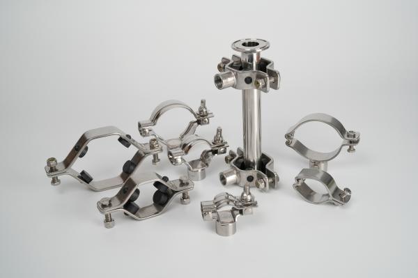 TUBE HANGER, TUBE SUPPORT, PIPE HAGER, PIPE SUPPORT, inox stainless steel sanitary hygienic tube fittings 食品/飲料/啤酒/釀造/製酒/牛乳/生技/製藥/化妝品/化工/淨水處理/個人照護/車輛/電子/半導體/食品飲料包裝機械/整廠規劃/整廠設備/廠務系統/衛生級配管工程用管件 食品衛生級 管夾, 管支架 ...