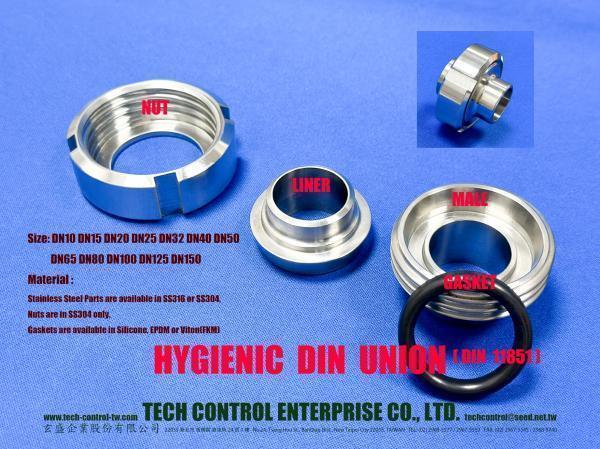 DIN Union ( DIN 11851 ) Fittings, INOX Stainless Steel Hygienic Union Fittings DIN 11851 - 食品/飲料/啤酒/釀造/製酒/牛乳/生技/製藥/化妝品/化工/淨水處理/個人照護/車輛/電子/半導體/食品飲料包裝機械/整廠規劃/整廠設備/廠務系統/衛生級配管工程用管件 DIN 11851 食品衛生級由任(接頭、牙口、螺母、墊片)