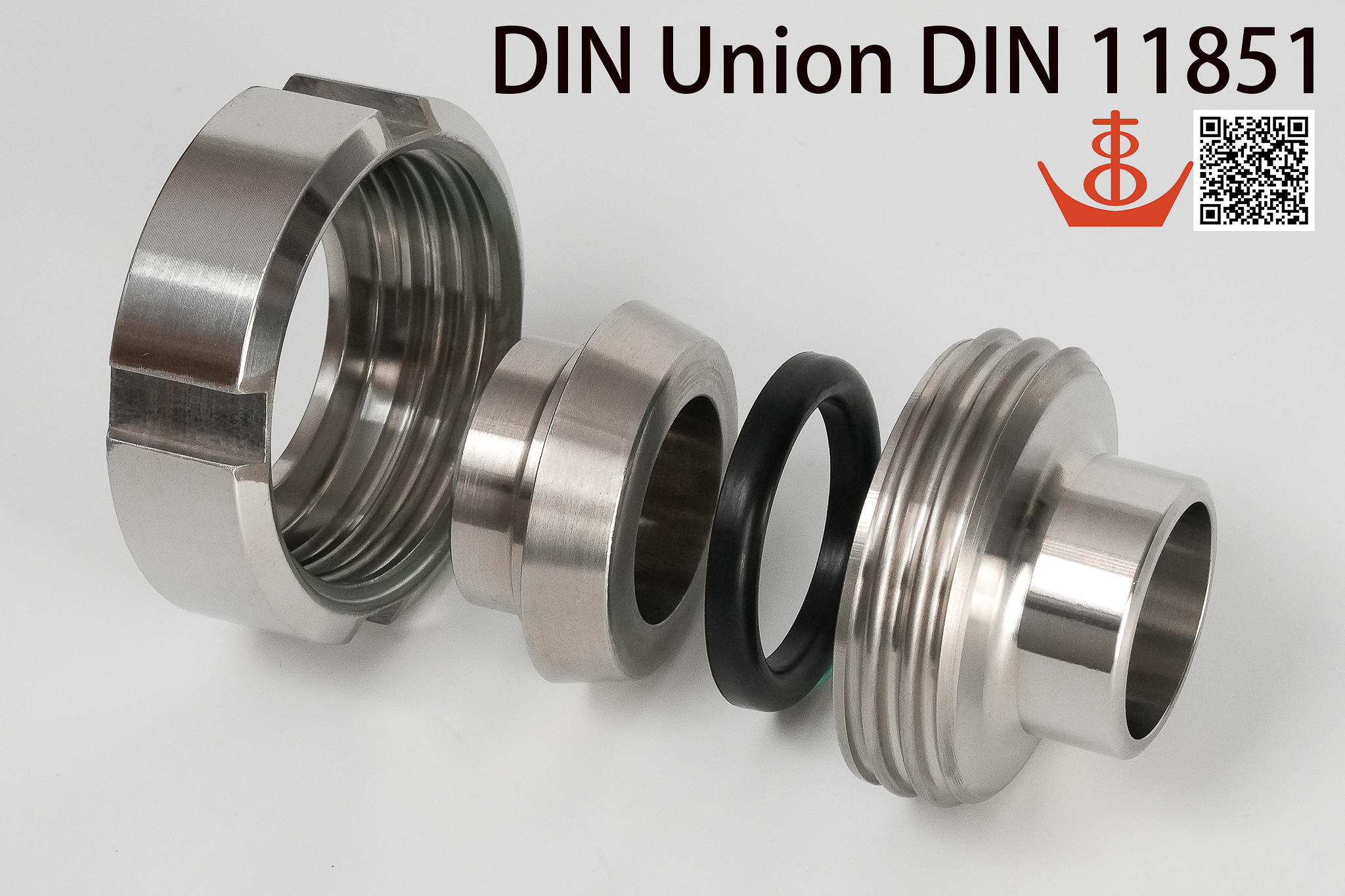 DIN UNION DIN 11851, DIN HYGIENIC UNION FITTINGS ( DIN 11851 ) 不鏽鋼 食品衛生級 由任(由令)管件 食品/飲料/啤酒/釀造/製酒/牛乳/生技/製藥/化妝品/化工/淨水處理/個人照護/車輛/電子/半導體/食品飲料包裝機械/整廠規劃/整廠設備/廠務系統/衛生級配管工程用管件