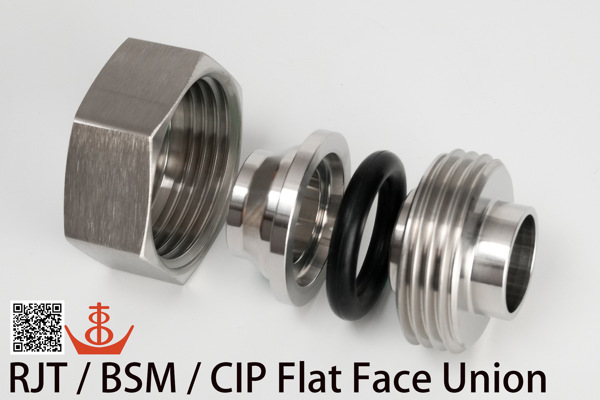 RJT/BSM/CIP FLAT FACE UNION, RJT/BSM/CIP FLAT FACE HYGIENIC UNION FITTINGS 不鏽鋼 食品衛生級 由任(由令)管件 食品/飲料/啤酒/釀造/製酒/牛乳/生技/製藥/化妝品/化工/淨水處理/個人照護/車輛/電子/半導體/食品飲料包裝機械/整廠規劃/整廠設備/廠務系統/衛生級配管工程用管件