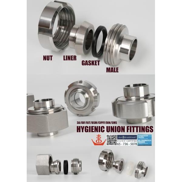 04 不鏽鋼 食品衛生級由任 ( UNIONS ) CIP 3A / IDF / RJT / BSM / CIP FLAT FACE / DIN 11851 / SMS 1145 UNION FITTINGS 由任管件 及 墊片 類 : 由任由令、管接頭、螺母、墊片墊圈O環 (FDA標準 Silicone EPDM Viton Teflon NBR ) ...... 食品/飲料/啤酒/釀造/製酒/牛乳/生技/製藥/化妝品/化工/淨水處理/個人照護/車輛/電子/半導體/食品飲料機械整廠規劃整廠設備衛生配管工程用管件 ...... stainless steel sanitary hygienic CIP 3A BEVEL SEAT union fittings, IDF union fittings, RJT/BSM/CIP FLAT FACE union fittings, DIN 11851 union fittings, SMS 1145 union fittings